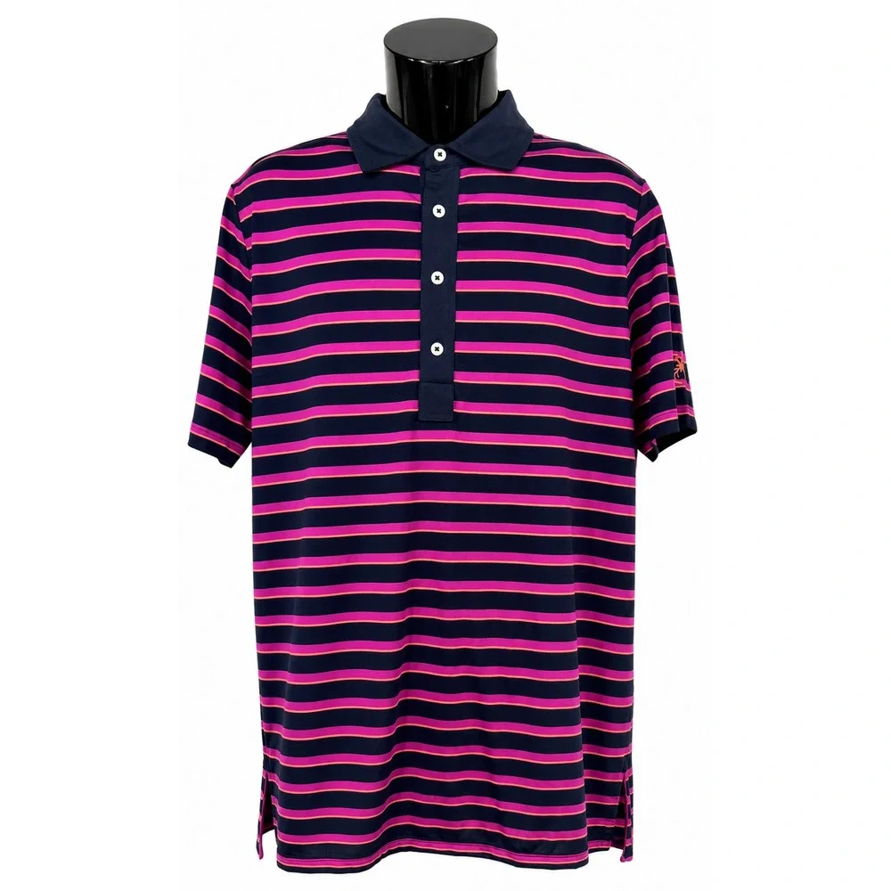 Ralph Lauren RLX Men's Pullover Collared Polo Shirt Medium Purple Striped Knit